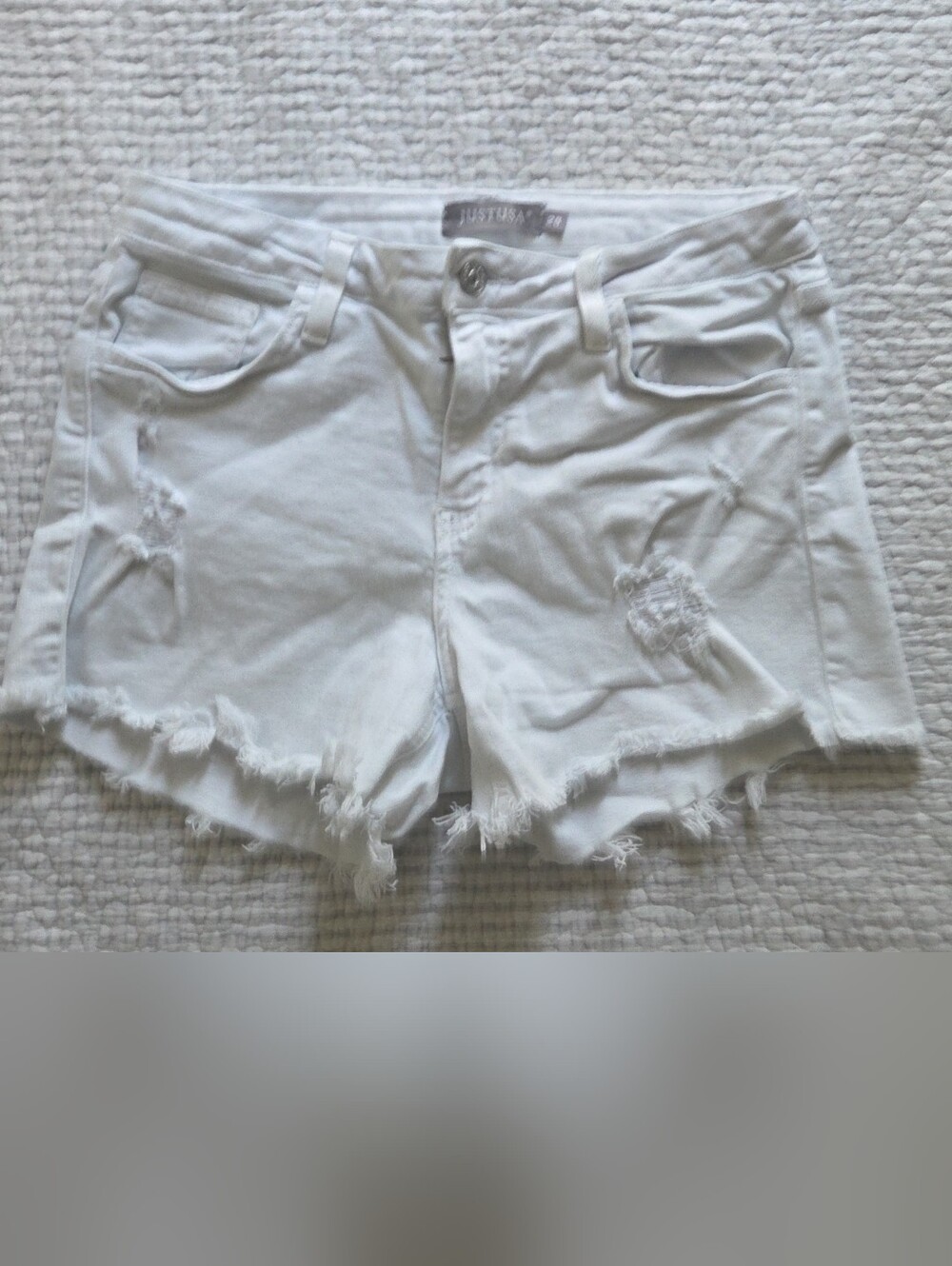 Just USA White Distressed Denim Shorts